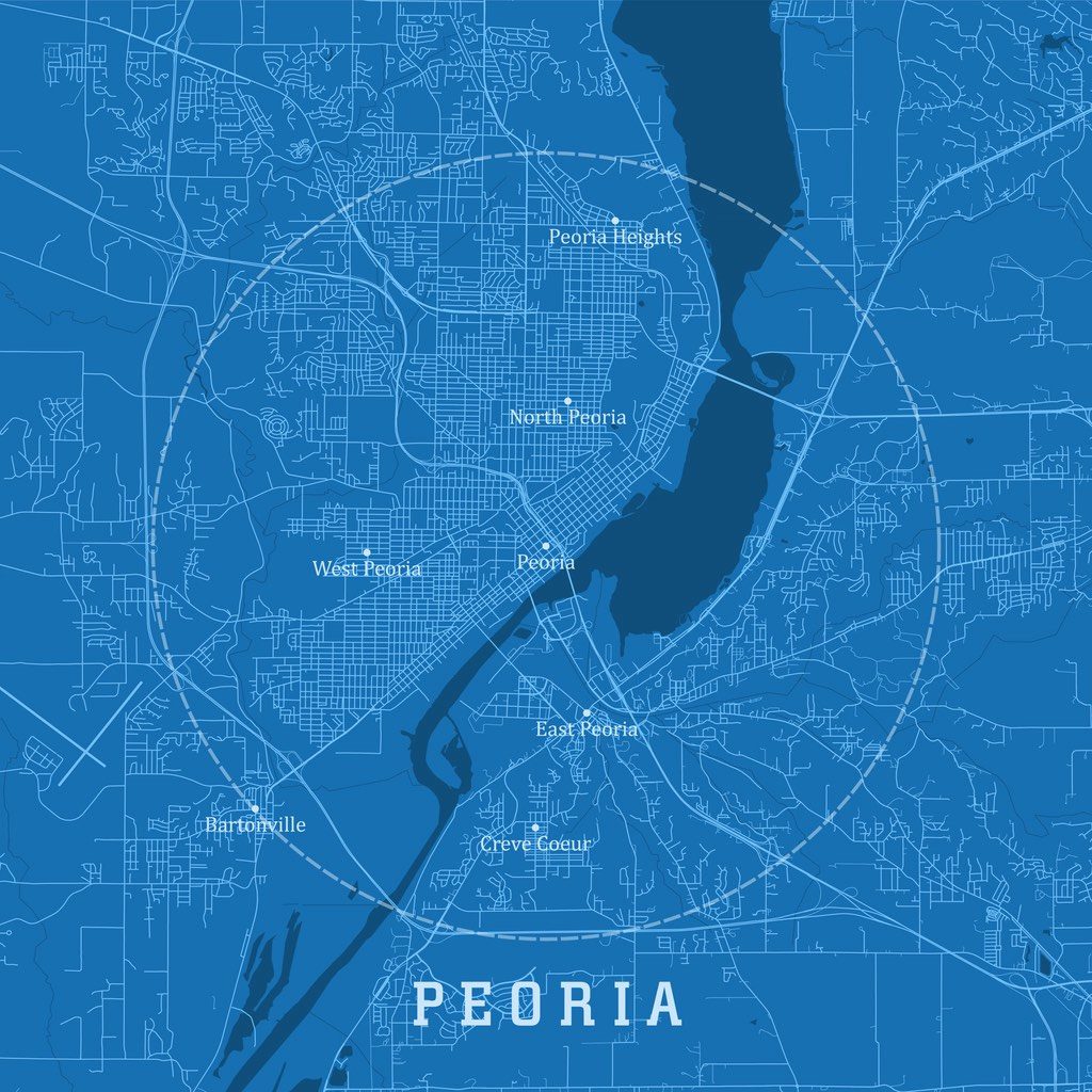 Peoria IL City Vector Road Map