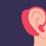 close up illustration of hearing aid over ear