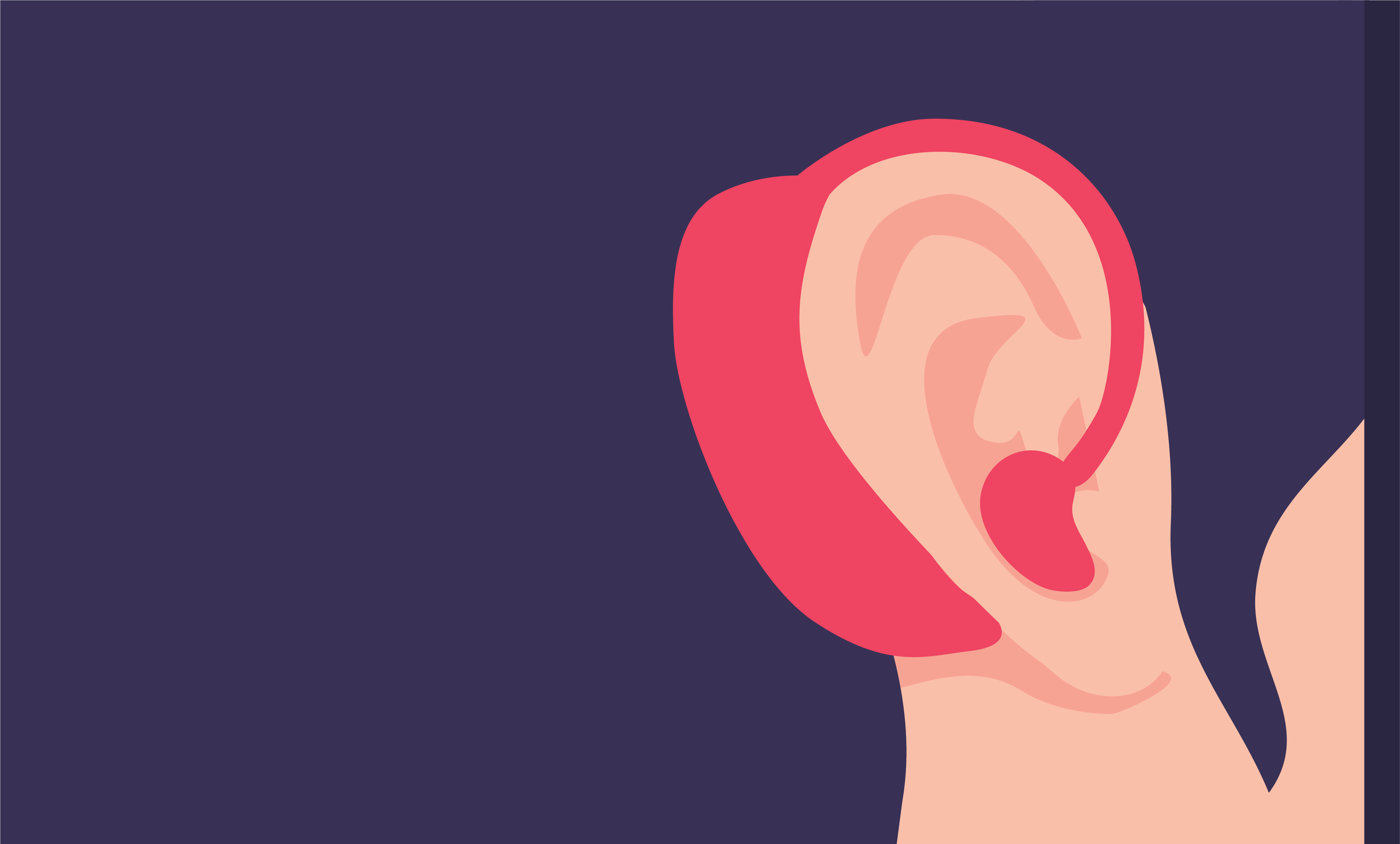 close up illustration of hearing aid over ear