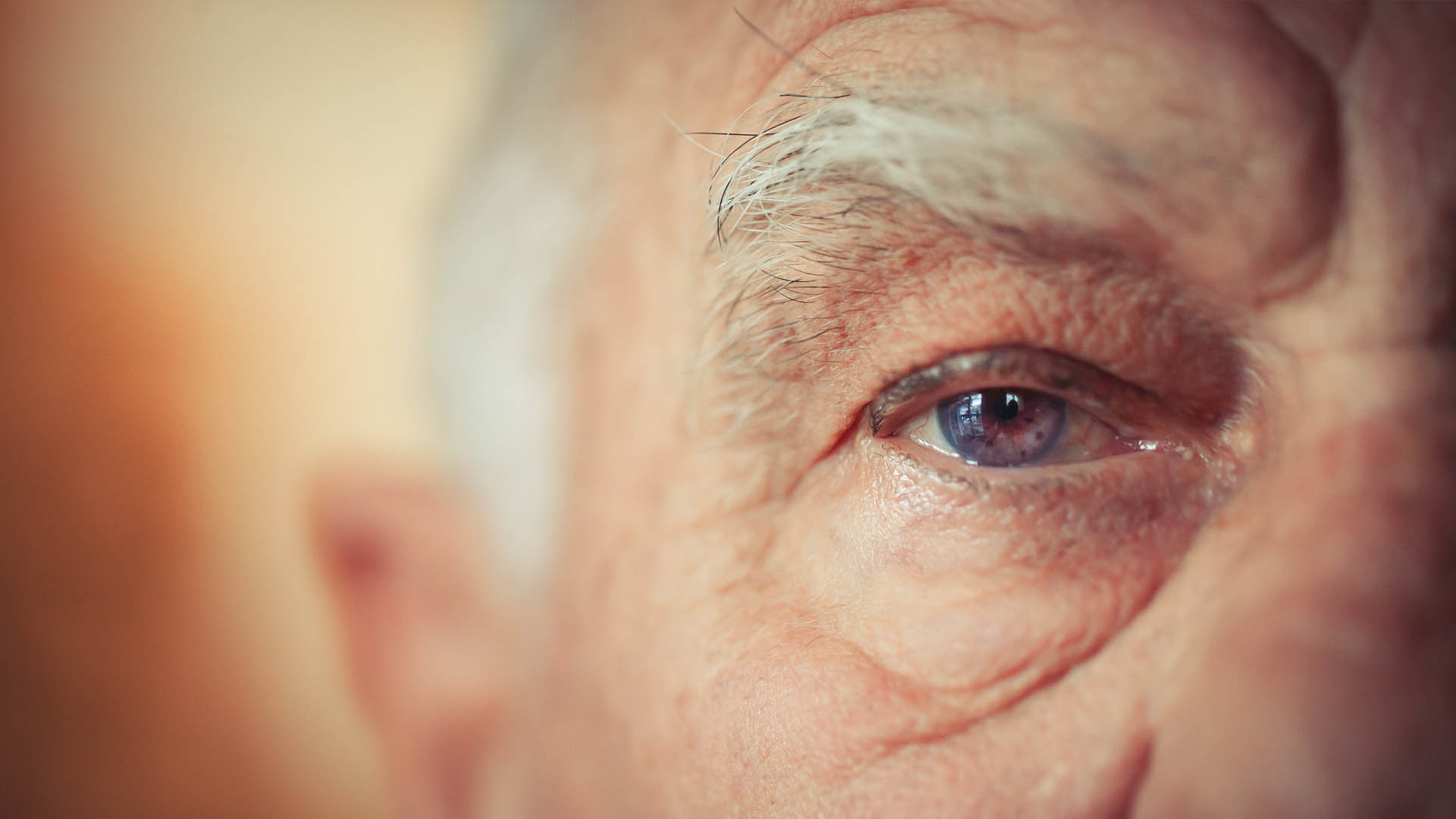 close up of elderly mans eyes